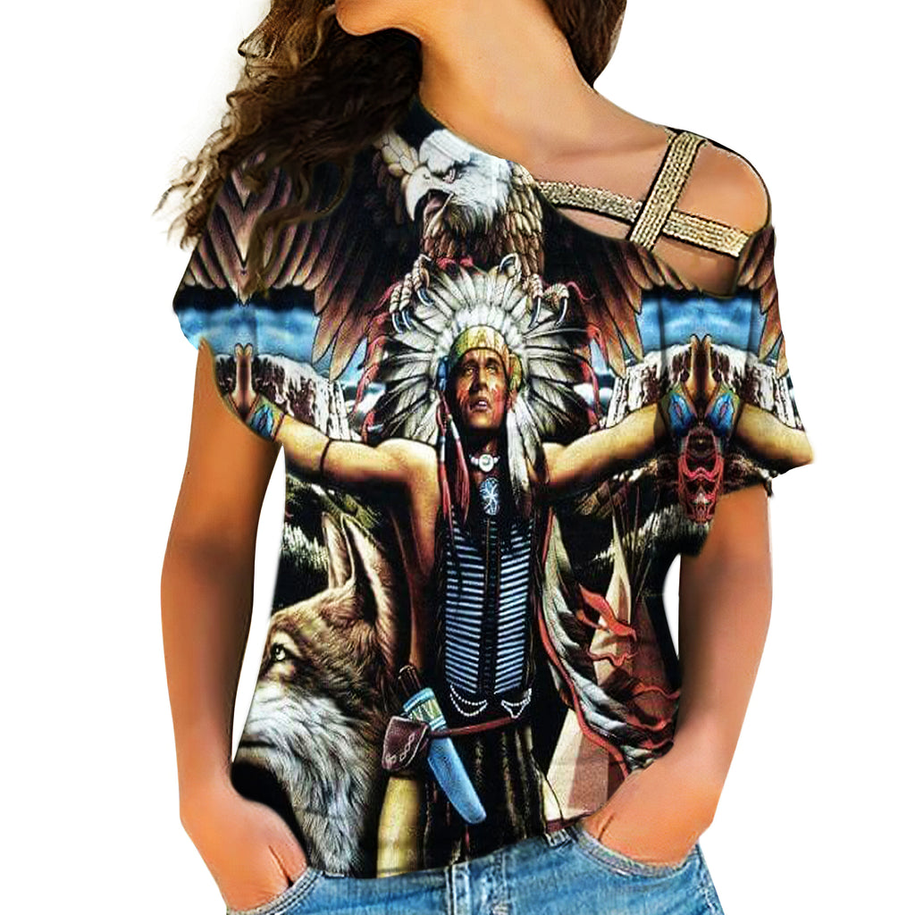 Native American Cross Shoulder Shirt 189