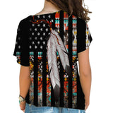 Powwow Store gb nat00108 native american flag feather cross shoulder shirt