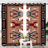 Orange Geometric Native American Living Room Curtain - Powwow Store