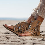 Retro Women Fringe Flower Wedges Shoes Casual Sandals Women Summer Flip Flop Sandals