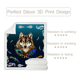 Powwow Store royal wolf blue by ismot esha bed blanket colorful feathers throw blanket wild animal bedding soft blanket 150x200cm tribal koce blankets