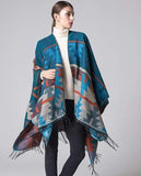 Scarf Ponchos Tassels Symmetry Pattern Native American Design - Powwow Store