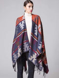 Scarf Ponchos Tassels Symmetry Pattern Native American Design - Powwow Store