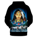 Women & Spirit Horse Native American All Over Hoodie no link - Powwow Store