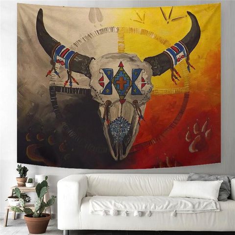 Bison Medicine Wheels Flag Native American Tapestry - Powwow Store