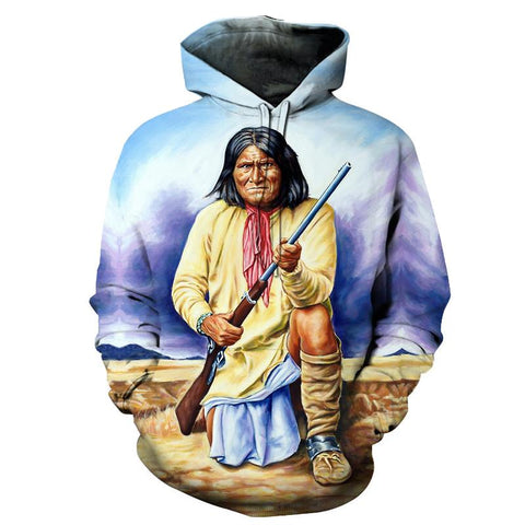 Great Chief Geronimo Native American All Over Hoodie - Powwow Store