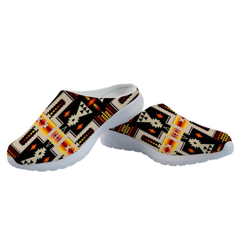 GB-NAT00062-01 Black Tribe Design Native American Mesh Slippers