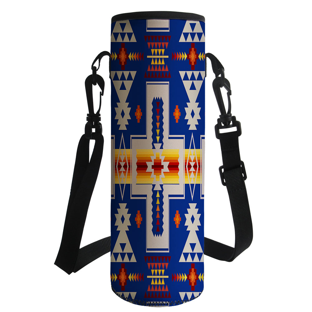GB-NAT00062-04 Navy Tribe Design Native American Water Bottle Bag - Powwow Store