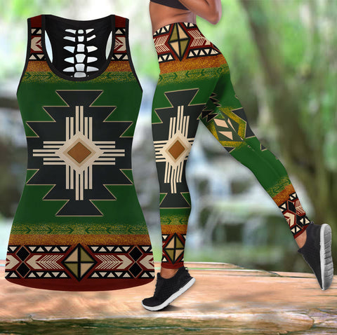 Women's Summer Wolf Tree Print Outfit Sleeveless Tank Top and Leggings -  Native Cultural Shop