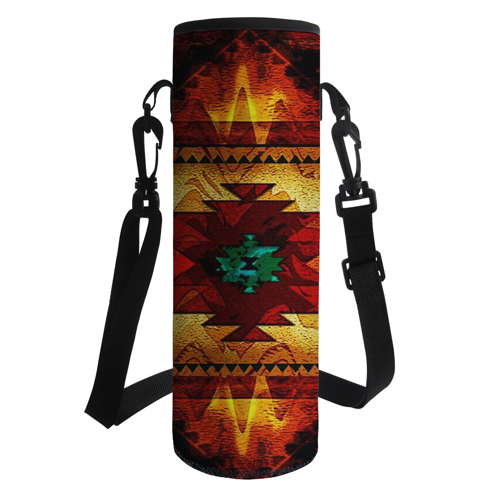 GB-NAT00068 United Tribes Brown Design Water Bottle Bag - Powwow Store