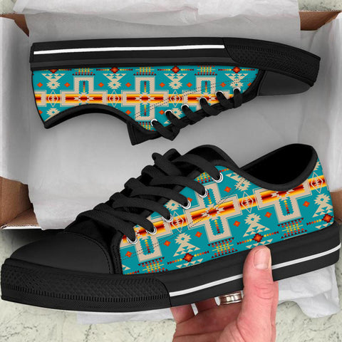 GB-NAT00062-05 Turquoise Tribe Design Native American Low Top Canvas Shoe