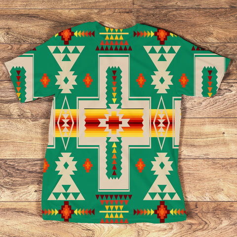 GB-NAT00062-3DTS-08 Green Tribe Design Native American All-Over T-Shirt