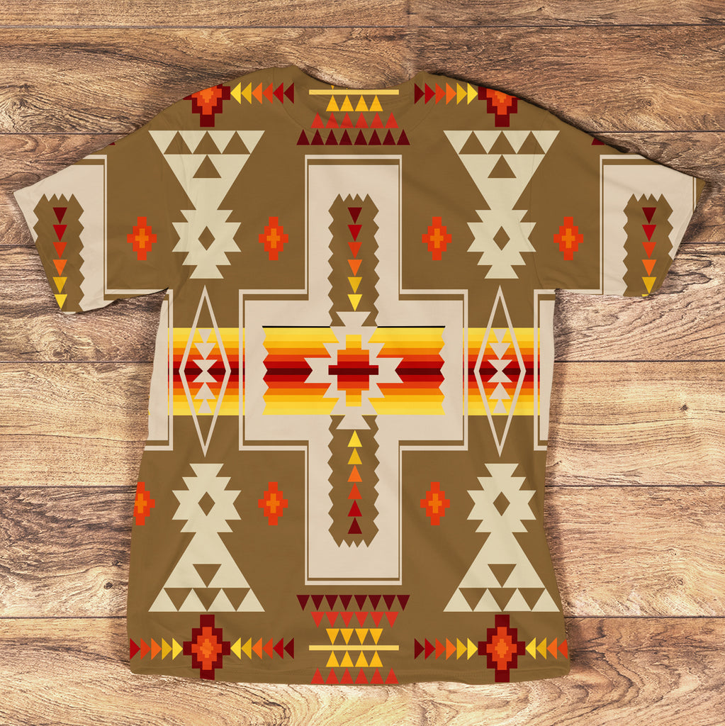 GB-NAT00062-3DTS -10 Light Brown Tribe Design Native American All-Over T-Shirt