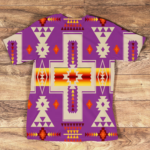 GB-NAT00062-3DTS -07 Light Purple Tribe Design Native American  All-Over T-Shirt