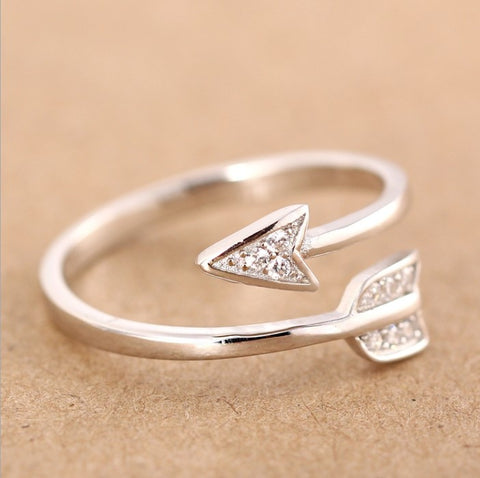 Powwow Store shuangshuo 2020 new arrival fashion silver plated arrow crystal rings for women adjustable engagement ring arrow women crystal rings for women crystal ringfashion rings for women