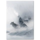 Snow Mountain Wolf Landscape Poster Canvas Art  F6008