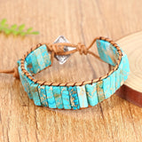 Stylish Multicolor Natural Gem Leather Bracelet Bead Leather Wrap Bracelet Jewelry
