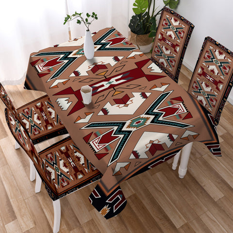 GB-NAT0002 Orange Geometric Native American Tablecloth
