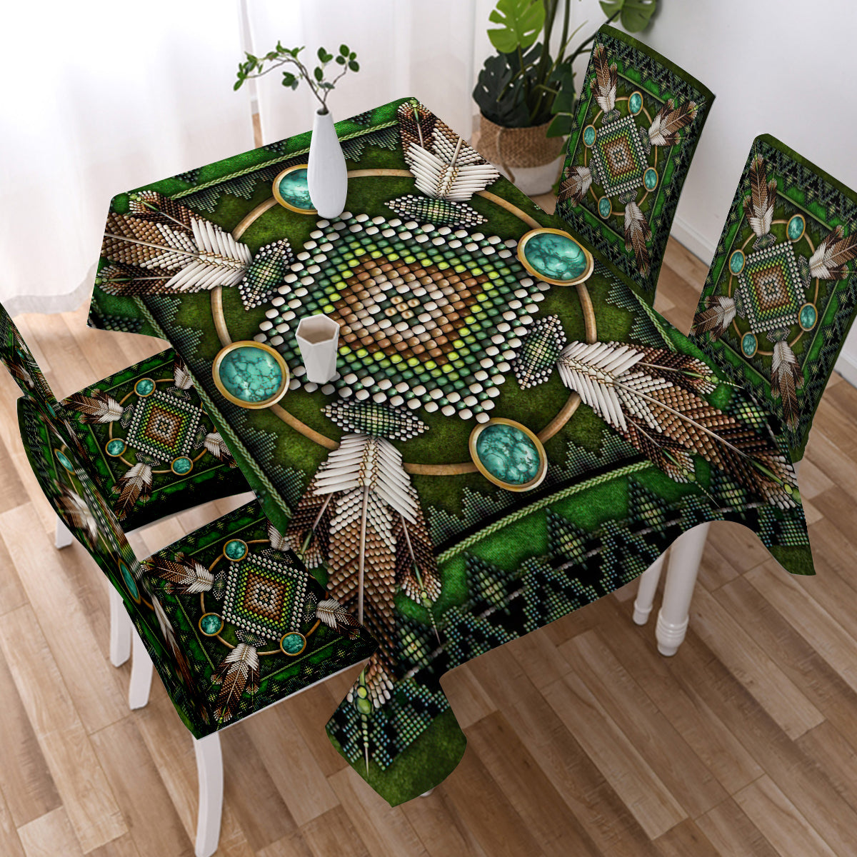 Powwow Store gb nat00023 01 naumaddic arts green native american tablecloth 1
