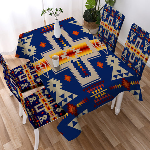 GB-NAT00062-04 Navy Tribe Design Native American Tablecloth