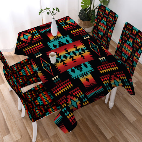 GB-NAT00046-02 Navy Native Tribes Pattern Native American Tablecloth