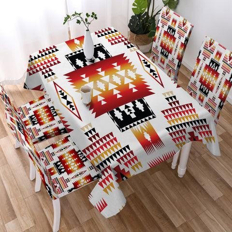 GB-NAT00075 White Tribes Pattern Native American Tablecloth