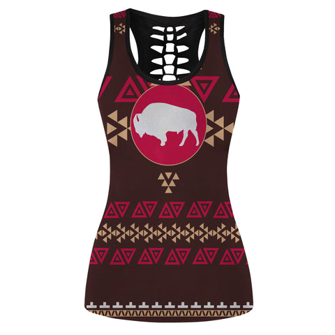 Powwow Store gb nat00161 brown bison native american hollow tank top 3d