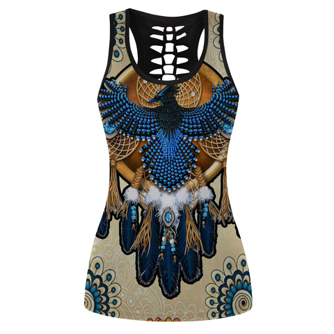 Powwow Store gb nat00131 blue thunderbird native american hollow tank top 3d