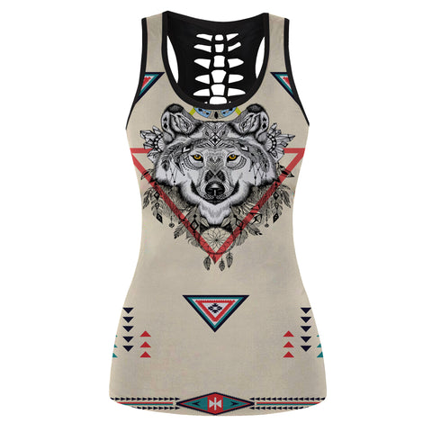 Powwow Store gb nat00144 wolf pattern native american hollow tank top 3d