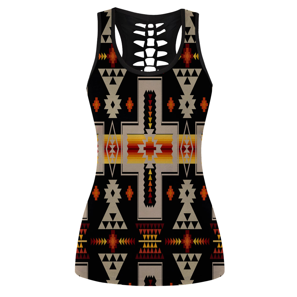 Powwow Store gb nat00062 01 black tribe design native american hollow tank top 3d