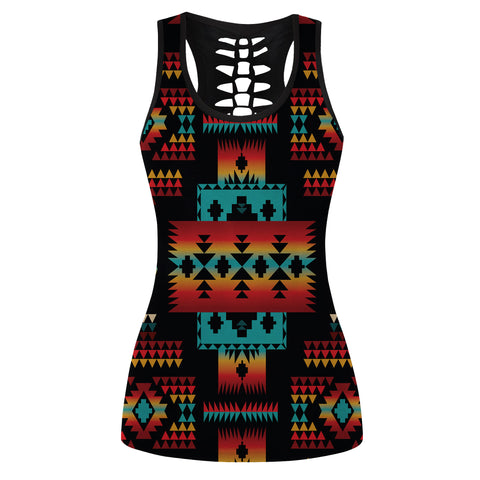 Powwow Store gb nat00046 02 black native tribes pattern native american hollow tank top 3d