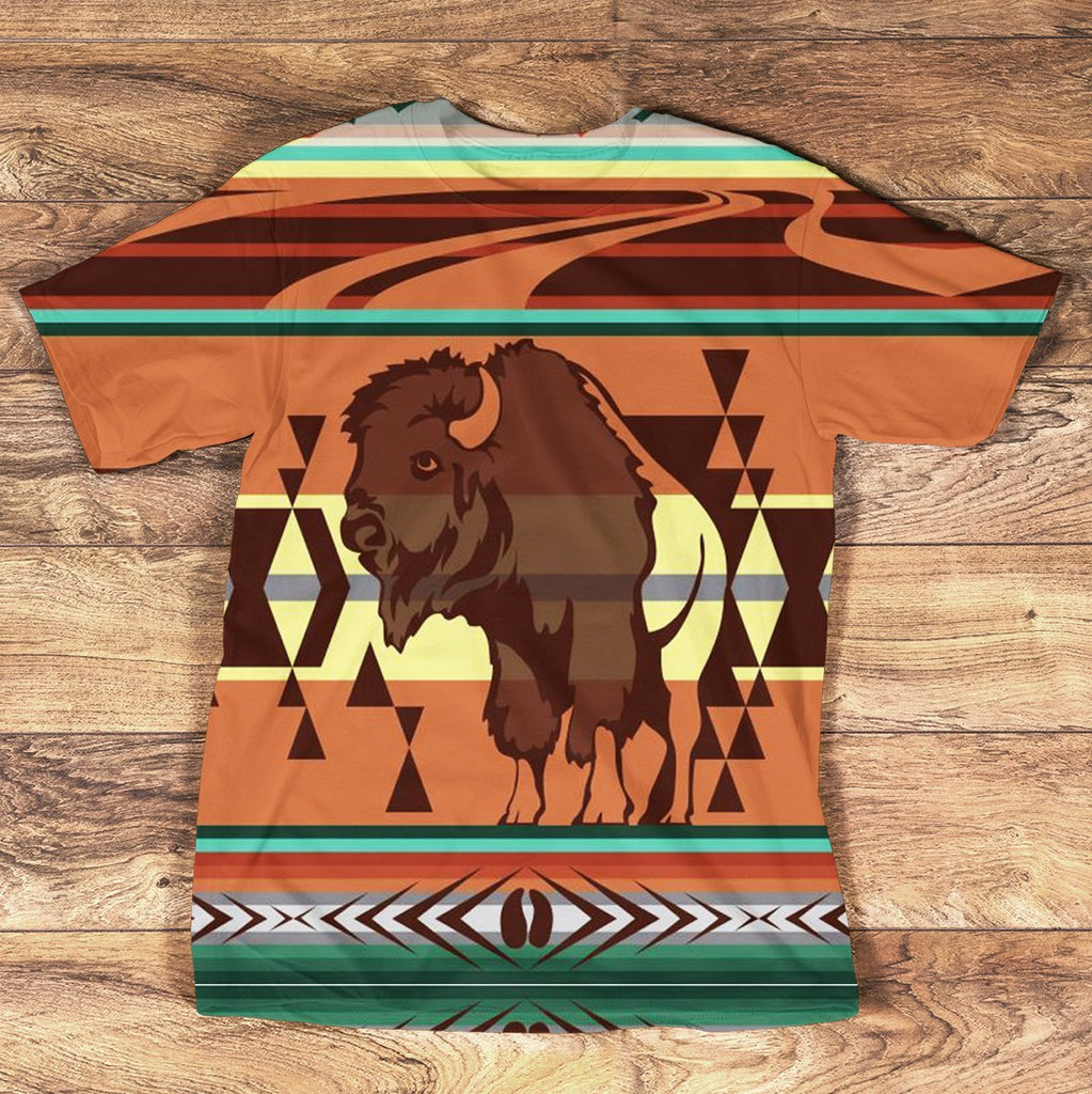 Mountain Bison Native American Design 3D Tshirt - Powwow Store