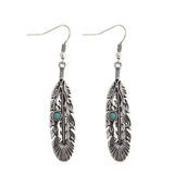 Tribal Feather Stone Earrings Indian Native American Jewelry - Powwow Store