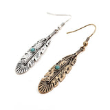 Tribal Feather Stone Earrings Indian Native American Jewelry - Powwow Store