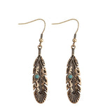 Tribal Feather Stone Earrings Indian Native American Jewelry - Powwow Store