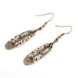 Tribal Feather Stone Earrings Indian Native American Jewelry - Powwow Store