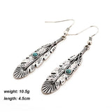 Tribal Feather Stone Earrings Indian Native American Jewelry