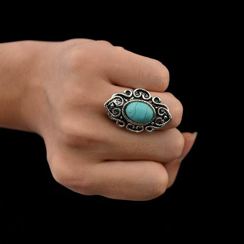 Silver Blue Stone Rings Native American Jewelry