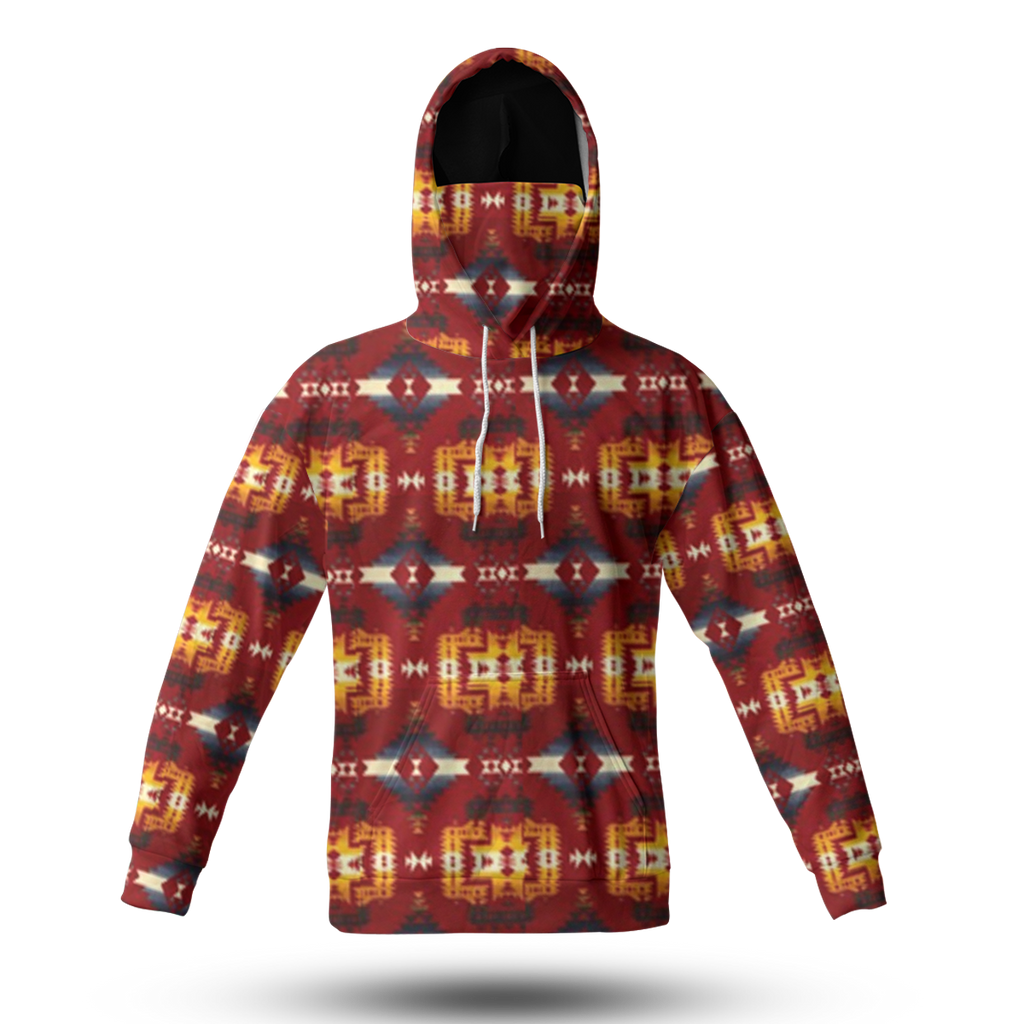 Powwow StoreHWM0038 Pattern Tribal Native 3D Hoodie With Mask