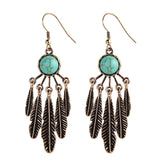 Vintage Feather With Stone Dangle Native American Earrings
