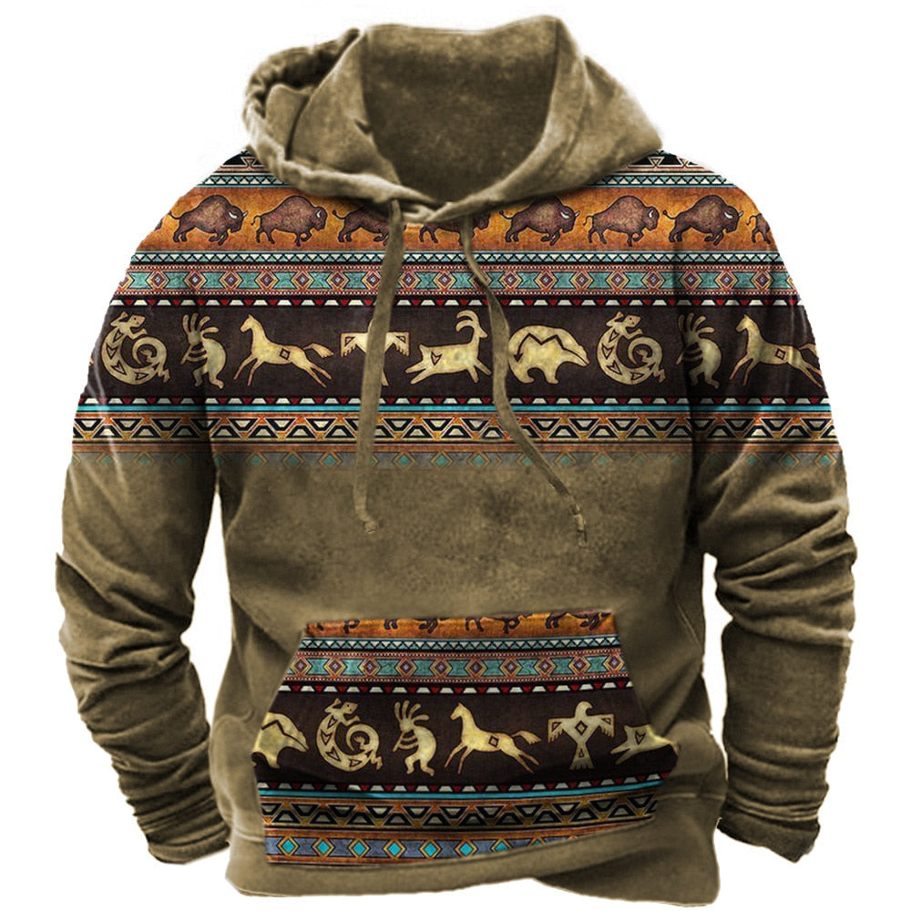 Vintage Indian Style Men s Hoodie Hooded Sweatshirt Unisex Harajuku Pu Powwow Store