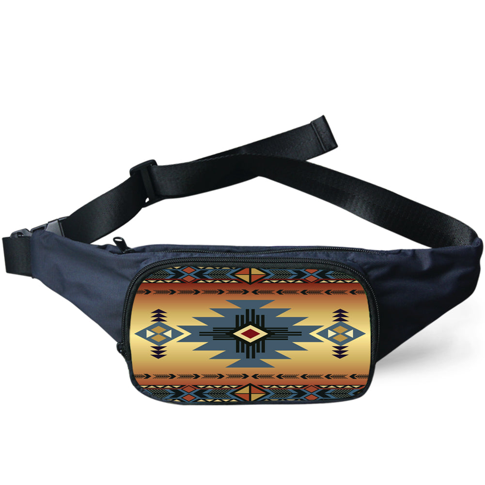 GB-NAT00057-01 Southwest Blue Symbol Native American Waist Bag