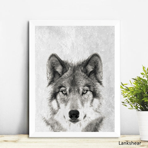 Black and White Wolf Native American Canvas