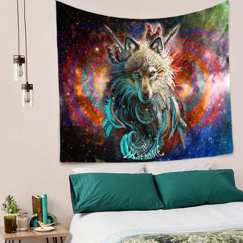 Wolf  Warrior Dreamcatcher Native American Tapestry