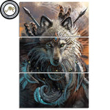 Wolf Warrior 3 Piece Canvas Native American Indian