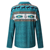 Powwow Storeaztec ethnic printing long sleeved v neck zipper t shirt casual pullover