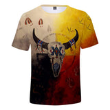 Native American 3D Bison Skull Native American   3D Tshirt - Powwow Store