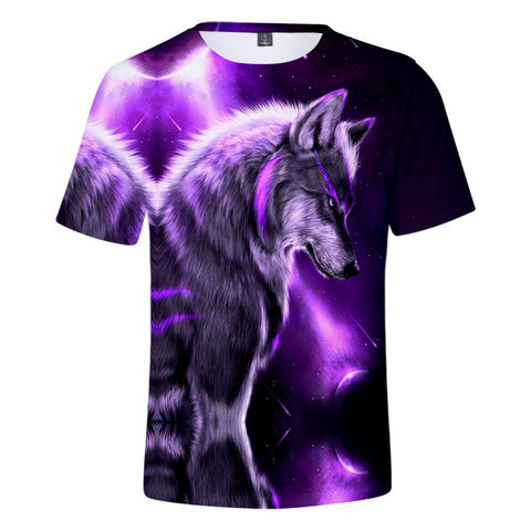Wolf Purple Native American Art 3D Tshirt - Powwow Store
