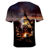 Campfire Native American  3D Tshirt - Powwow Store