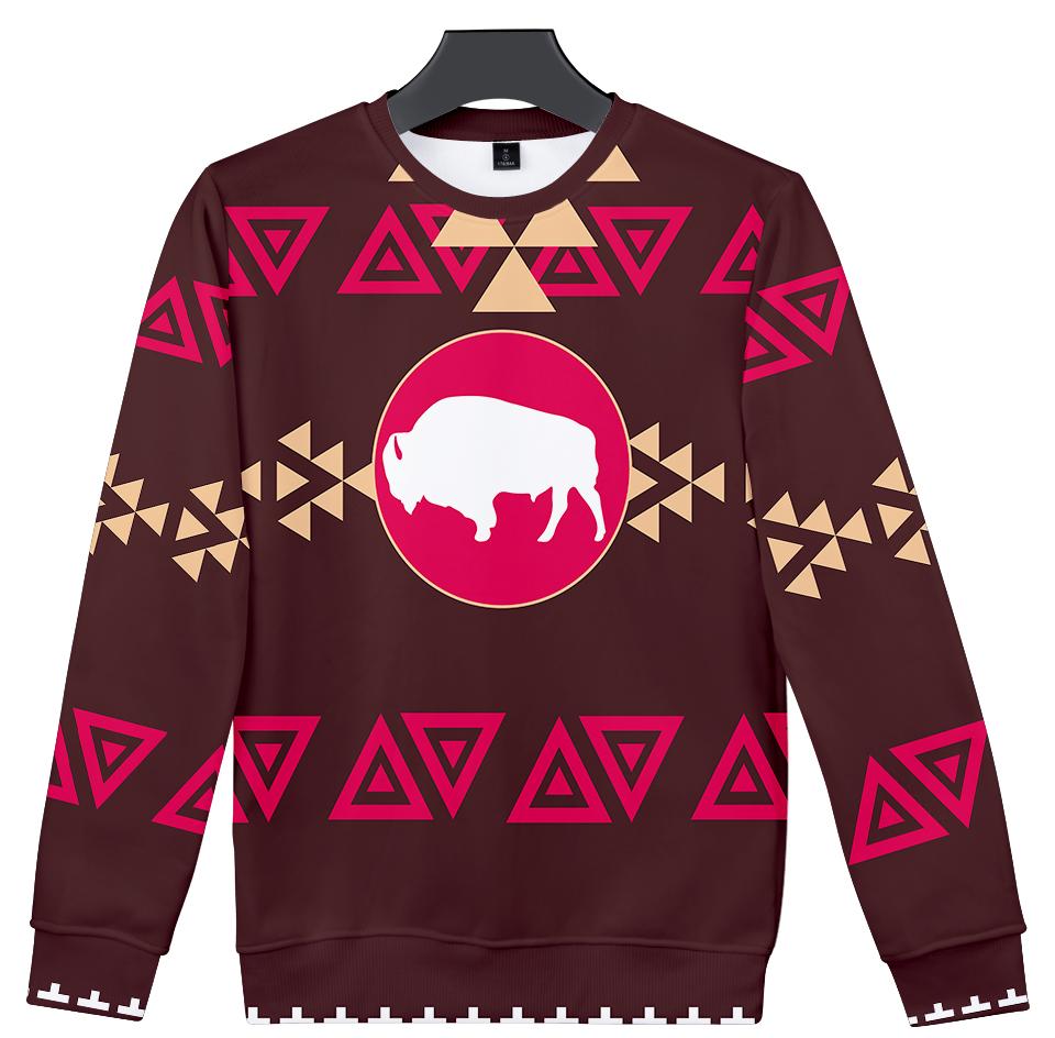 Brown Bison Native American Design 3D Sweatshirt - Powwow Store